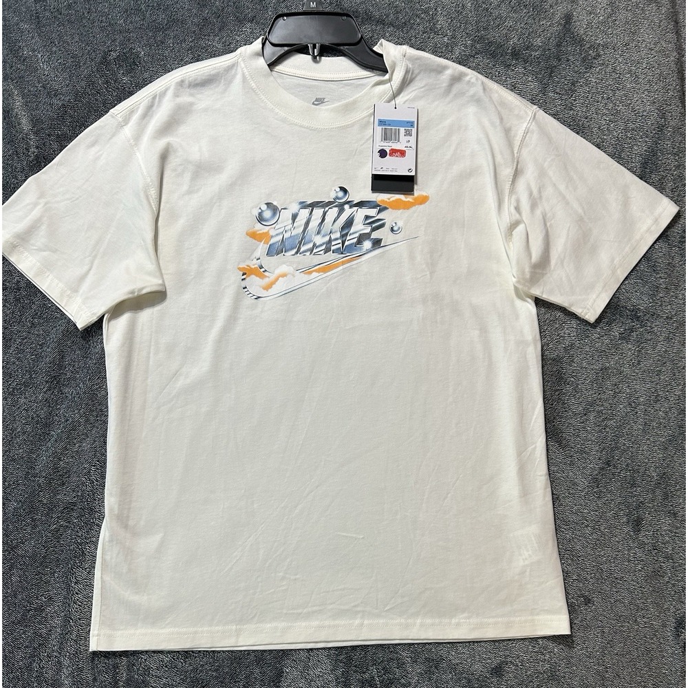 Nike Mens Size M White Short Sleeve Max90 Logo Printed T Shirt (U1)